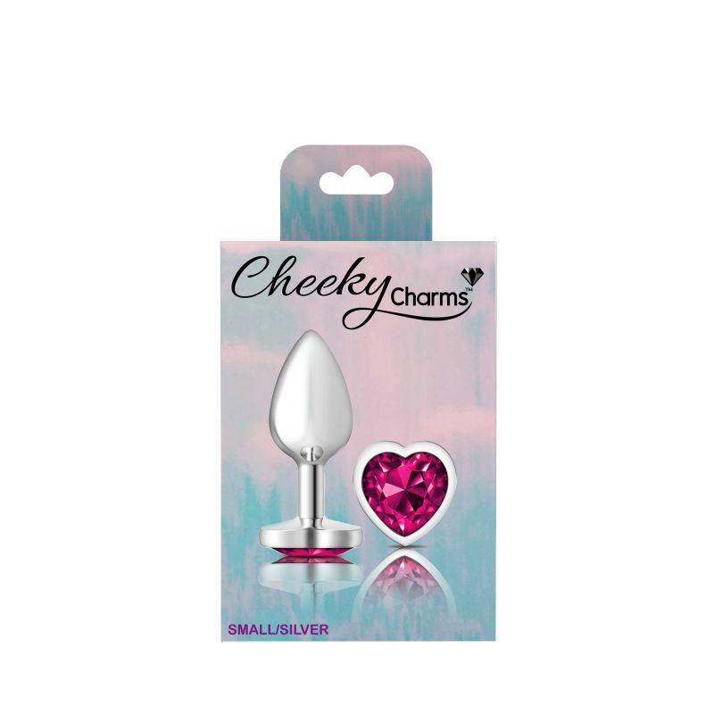 Cheeky Charms - Metal Butt Plug with Heart Pink Jewel - Small - Silver - K. P.