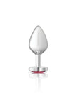 Cheeky Charms Silver Metal  Butt Plug w Heart Pink Jewel Medium - K. P.