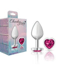 Cheeky Charms Silver Metal  Butt Plug w Heart Pink Jewel Medium - K. P.