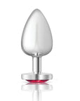 Cheeky Charms Silver Metal Butt Plug w Heart Pink Jewel Large - K. P.