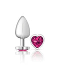 Cheeky Charms Silver Metal Butt Plug w Heart Pink Jewel Large - K. P.
