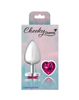 Cheeky Charms Silver Metal  Butt Plug w Heart Pink Jewel Large - K. P.