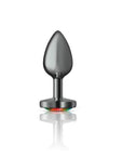 Cheeky Charms Gunmetal  Butt Plug w Heart Rainbow Jewel Small - K. P.