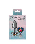 Cheeky Charms Gunmetal  Butt Plug w Heart Rainbow Jewel Small - K. P.