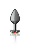 Cheeky Charms Gunmetal Butt Plug w Heart Rainbow Jewel Medium - K. P.