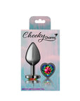 Cheeky Charms Gunmetal  Butt Plug w Heart Rainbow Jewel Medium - K. P.
