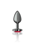 Cheeky Charms Gunmetal  Butt Plug w Heart Red Jewel Small - K. P.