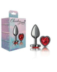 Cheeky Charms Gunmetal  Butt Plug w Heart Red Jewel Small - K. P.