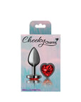 Cheeky Charms Gunmetal  Butt Plug w Heart Red Jewel Small - K. P.