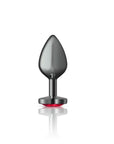 Cheeky Charms Gunmetal  Butt Plug w Heart Red Jewel Medium - K. P.