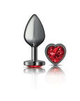 Cheeky Charms Gunmetal  Butt Plug w Heart Red Jewel Medium - K. P.