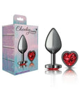 Cheeky Charms Gunmetal  Butt Plug w Heart Red Jewel Medium - K. P.