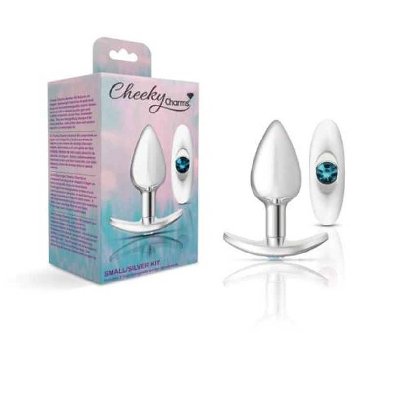 Cheeky Charms Silver Anchor Butt Plug w Clear and Teal Jewel Kit - K. P.