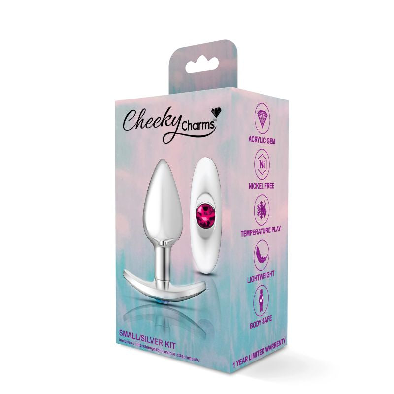 Cheeky Charms Silver Anchor Butt Plug  w Clear and Pink Jewel Kit - K. P.