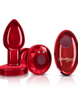 Cheeky Charms - Rechargeable Vibrating Metal Butt Plug with Remote - Small - Red - K. P.