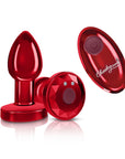 Cheeky Charms - Rechargeable Vibrating Metal Butt Plug with Remote - Small - Red - K. P.