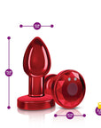 Cheeky Charms - Rechargeable Vibrating Metal Butt Plug with Remote - Small - Red - K. P.