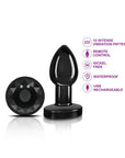 Cheeky Charms - Rechargeable Vibrating Metal Butt Plug with Remote - Small - Gunmetal - K. P.