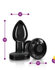 Cheeky Charms - Rechargeable Vibrating Metal Butt Plug with Remote - Small - Gunmetal - K. P.