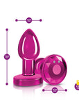 Cheeky Charms - Rechargeable Vibrating Metal Butt Plug with Remote - Small - Pink - K. P.