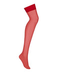 Sheer Thigh High Stockings - Red - K. P.