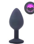Black Silicone Anal Plug Medium w/ Purple Diamond - K. P.