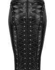 Power Wet Look Pencil Skirt With Long Zipper - Black - K. P.