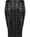 Power Wet Look Pencil Skirt With Long Zipper - Black - K. P.