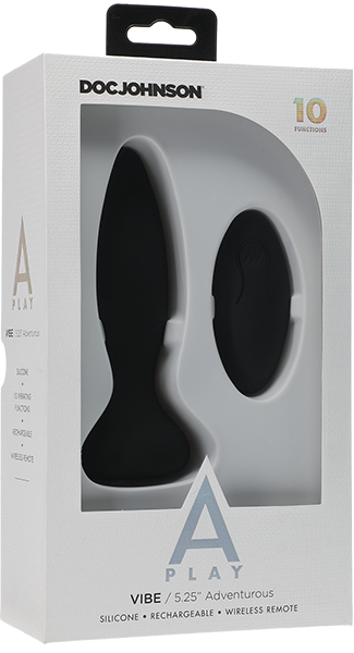 A-Play - Vibe - Adventurous - Rechargeable Silicone Anal Plug With Remote - Black - K. P.