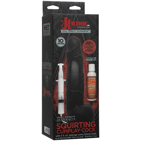 Kink - 10" Dual Density ULTRASKYN Squirting Cumplay Cock - Black - K. P.