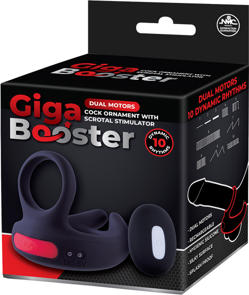 Dual Motor Cock Ornament with Scrotal Stimulator - Giga Booster - Multiple Colours - K. P.