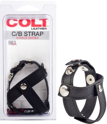 COLT - Leather C/b Strap H-piece Divider - Black - K. P.