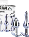 Hardwear Gear - 3 in 1 Metal Butt Plug Kit Set - Silver - K. P.