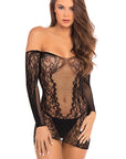 Demure Long Sleeve Mini Dress - Black - K. P.