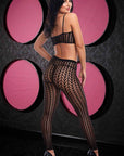 Jacquard Crop Top and Pants Set - Black - K. P.