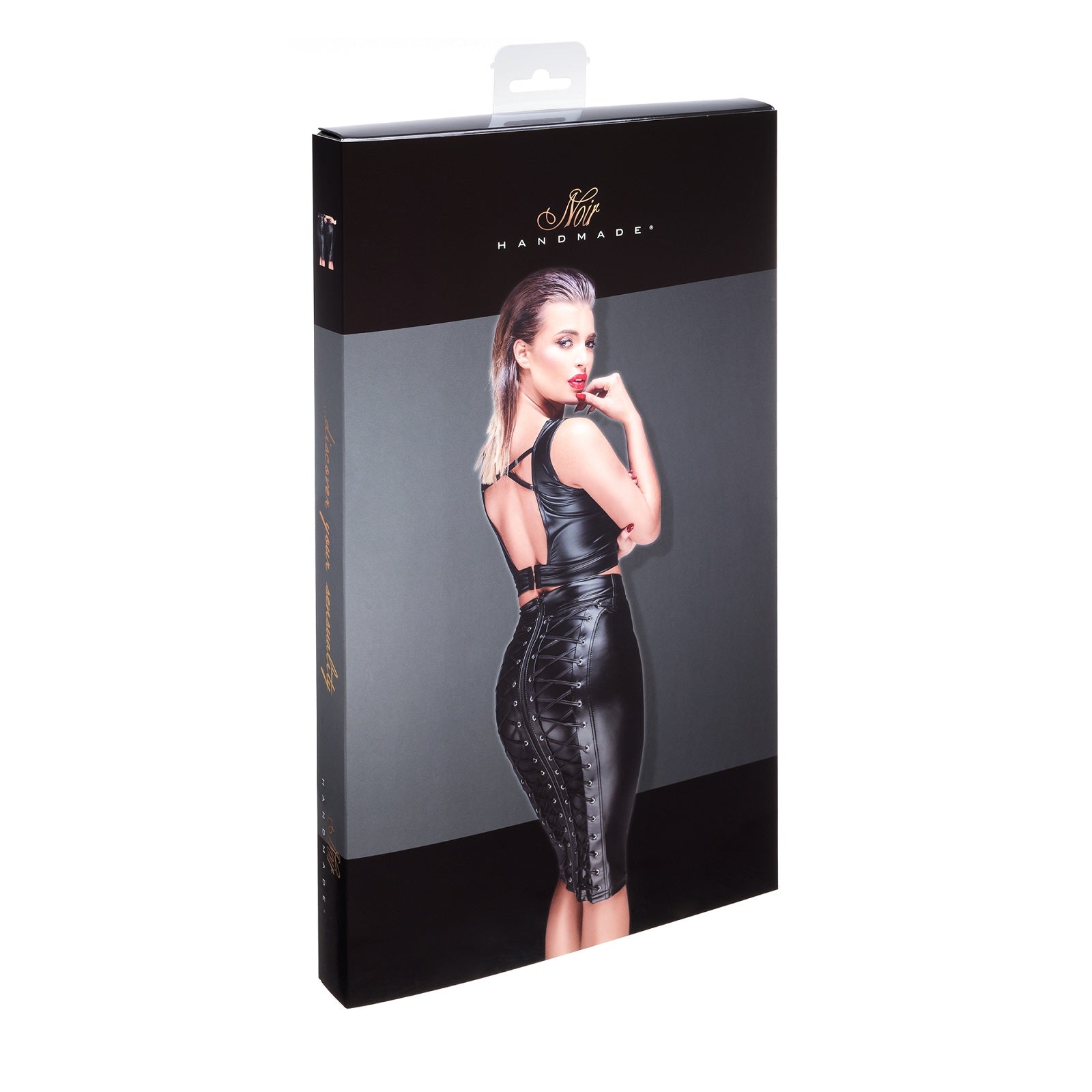Power Wet Look Pencil Skirt With Long Zipper - Black - K. P.
