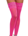 Thigh High Silicone Tops - Neon Pink