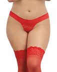 Thigh High Lace Tops - Red - Q