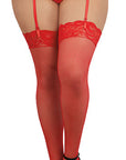 Thigh High with Lace Top - Red - Q