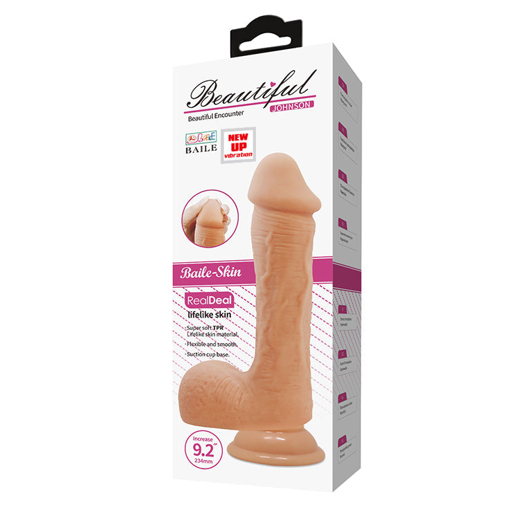 9.2" Vibrating Dildo w/Suction Base - Johnson - Flesh - K. P.