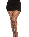 Double Fence-Net Pantyhose - Black