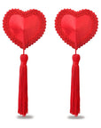 Reusable Heart Tassels Nipple Pasties - Red - K. P.