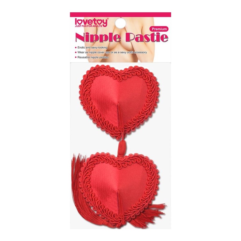 Reusable Heart Tassels Nipple Pasties - Red - K. P.