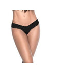 Sexy Lace V Back Thong - Black
