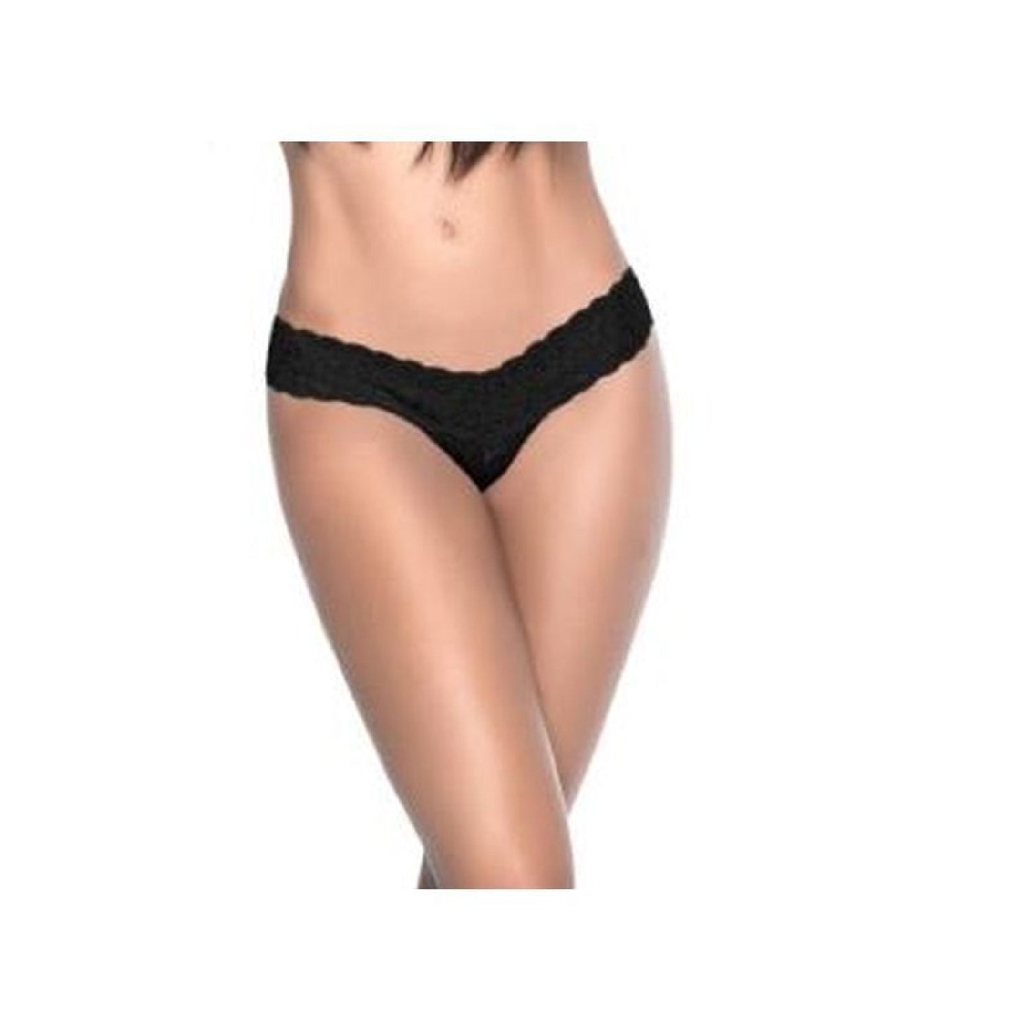 Sexy Lace V Back Thong - Black