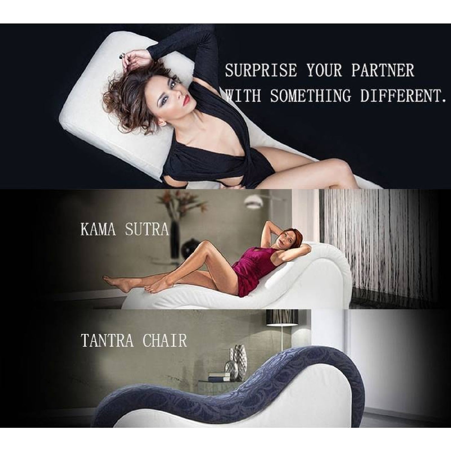 Kama Sutra Mebon Chaise Love Lounge Leather - Black - K. P.