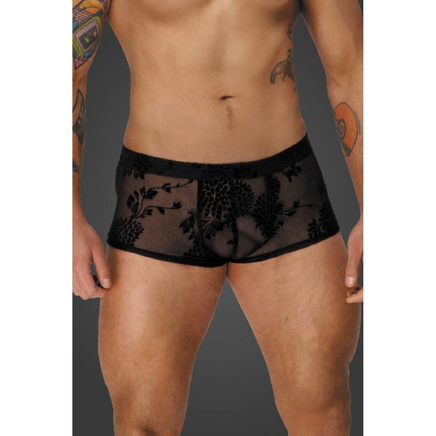 Flock Embroidery Short-Shorts - Black