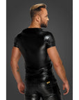 Wetlook T-Shirt with Snake Wetlook Sleeves - Black - K. P.