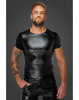 Wetlook T-Shirt with Snake Wetlook Sleeves - Black - K. P.