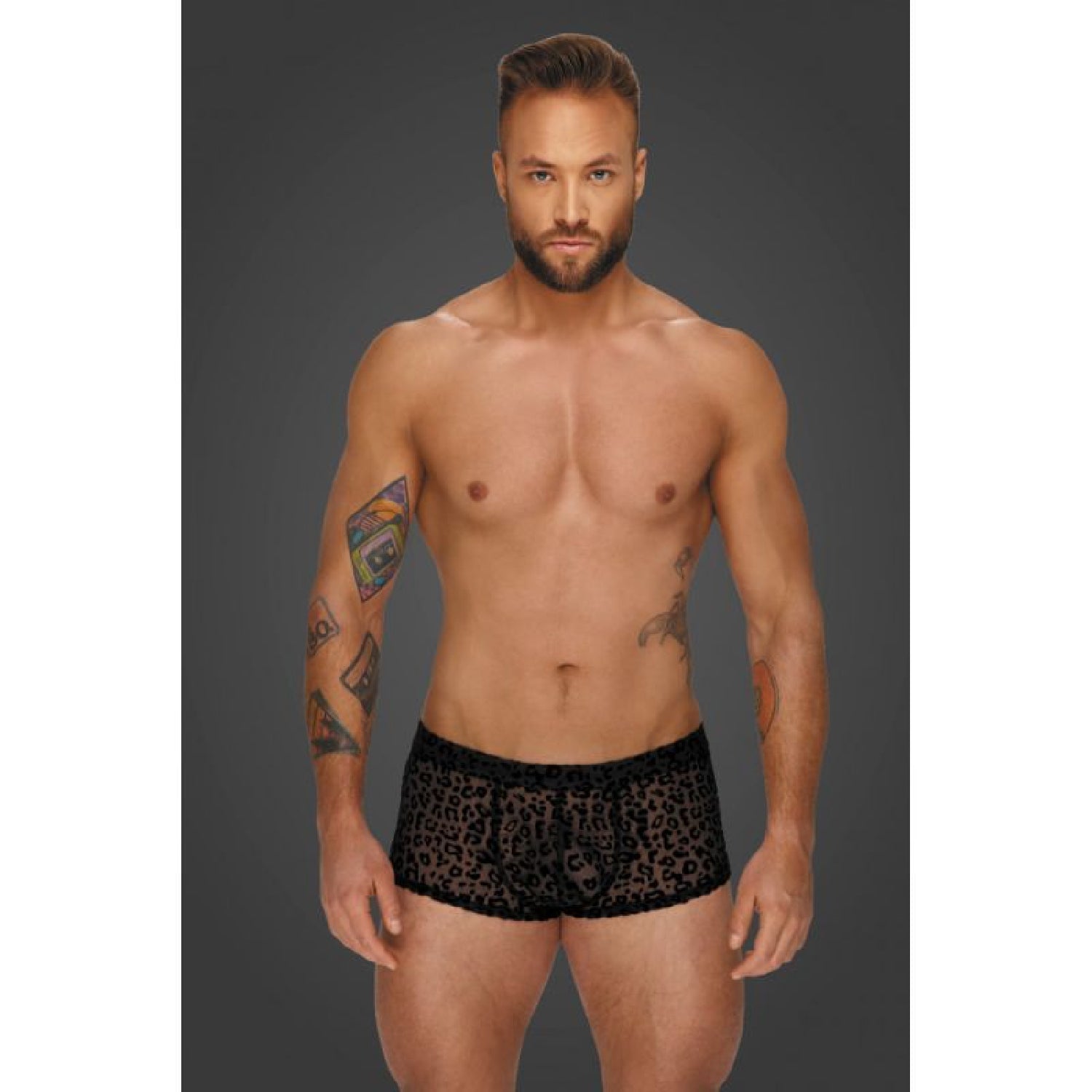 Leopard Flock Short Shorts - Black
